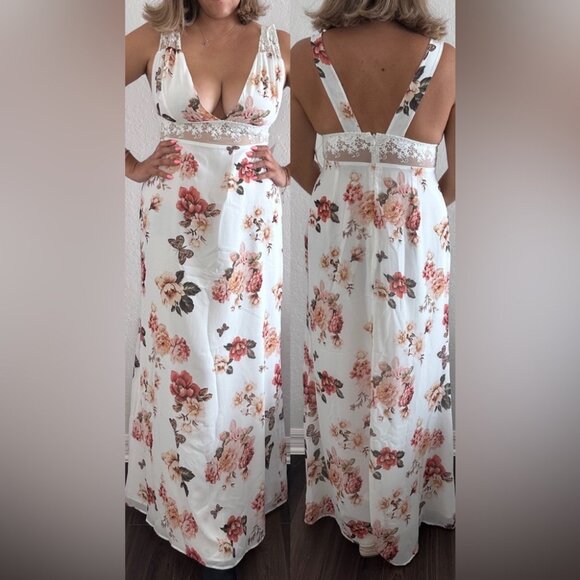 Majorelle Floral Lace Cutout Maxi Dress Sleeveless with Embroidered Size XL - Picture 1 of 11